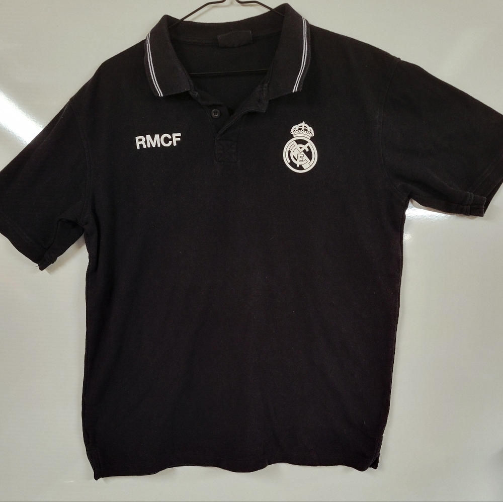 Real Madrid RMCF Black Polo Shirt Men’s Large Official Soccer Merch
